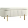 Afbeelding van HOMCOM Opslag Ottoman van Polyester en Metaal, 108x44x43,5 cm, Roomwit