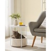 Afbeelding van VASAGLE ronde bijzettafel met stoffen mand - 45 cm - wit en beige