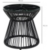 Afbeelding van Outsunny Ratten Bijzettafel van IJzer, PE-Rattan, Zwart Glas
