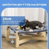 Afbeelding van Pawhut hondenbed met kussen, voor binnen en buiten, 72 x 40 x 25 cm, lichtgrijs dennenhout