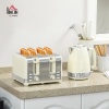 Afbeelding van HOMCOM Waterkoker- en Toaster-set, 1,7L, 2200W, Strix Thermostaat, 4-sleuven, Crèmewit+Zilver