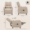Afbeelding van Beige fluwelen relaxfauteuil met armleuning voor één persoon