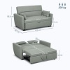 Afbeelding van HOMCOM 2-zits Sofa Bed met Slaapfunctie en Verstelbare Rugleuning, Lichtgrijs