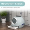 Afbeelding van PawHut Draagbare kattenbak met uitschuifbaar toilet, schuifdeur en dakraam, blauw