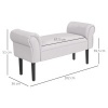 Afbeelding van HOMCOM halbank met zeildoek en armleuning 102 x 36 x 51 cm grijs-wit