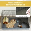 Afbeelding van PawHut Konijnenkooi met scheidingswand, helling en afneembare kap, zwart staal