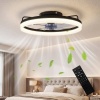 Afbeelding van HOMCOM Plafondventilator met verlichting - Zwart staal en kunststof - 50 x 50 x 12,5 cm