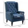 Afbeelding van HOMCOM Gecapitonneerde Wingback Stoel met Hoge Rug, Blauw, voor Woonkamer en Slaapkamer