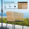 Afbeelding van Outsunny Rattan Tuinmeubelset - Acaciahout, PE-Rattan - 140L x 80B x 74H cm - Natuurlijk+Khaki