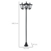 Afbeelding van Outsunny solar tuinlantaarn met 3 lampen, LED 120 lumen, IP44, RVS zwart, 51,5 x 47 x 182,5 cm