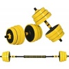 Afbeelding van HOMCOM 25 kg verstelbare 3-in-1 halterset met lange stang - Geel A91-088V01