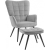 Afbeelding van HOMCOM Relaxfauteuil met voetensteun - Staal, Polyester - 73L x 77,5B x 98H cm - Lichtgrijs