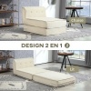 Afbeelding van HOMCOM 1-zits fauteuil met verwarming en opvouwbare matras, crèmekleurig corduroy