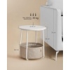 Afbeelding van VASAGLE ronde bijzettafel met stoffen mand - 45 cm - wit en beige