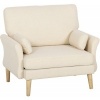 Afbeelding van Homcom Fauteuil van polyester en rubberhout - 103L x 80B x 88H cm - Crèmewit