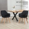 Afbeelding van HOMCOM Eetkamerstoel van Samt (100% Polyester), Gummihout - 54L x 57B x 80H cm - Zwart