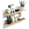 Afbeelding van HOMCOM Set van 2 Zwevende Wandplanken, Wit en Natuurhout, 80 x 16,5 x 20 cm
