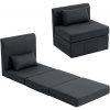 Afbeelding van HOMCOM Vloerstoel van polyester en schuim - 80L x 75B x 74H cm - Donkergrijs