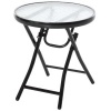 Afbeelding van Outsunny inklapbare bistrotafel met rond glazen blad Ø45 cm - zwart metaal