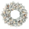 Afbeelding van HOMCOM Kerstkrans met sneeuw, 60 cm, 35 witte LED-lampen, dennenappels, met timer, groen