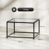 Afbeelding van HOMCOM Salontafel van gehard glas en staal, 68x68x39 cm, zwart