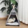 Afbeelding van PawHut Huisdiertent voor honden en katten met zacht pluche kussen - Grijs