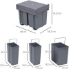 Afbeelding van HOMCOM Inbouwafvalemmer Kunststof, Metaal - 48L x 34,2B x 41,8H cm - Grijs