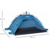 Afbeelding van Outsunny pop-up strandtent - 4 zakken - gaasvenster - blauw