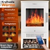 Afbeelding van TRESKO Elektrische open haard wit met verwarming, afstandsbediening en wifi-app, 1800 W