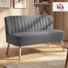 Afbeelding van HOMCOM 2-zits loveseat van linnen met dikke zitting en houten poten, grijs