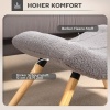 Afbeelding van HOMCOM Zitkruk met voetenbank van berberfleece, tot 120 kg, lichtgrijs, 67 x 45 x 38 cm