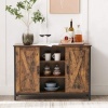 Afbeelding van VASAGLE dressoir / keukenkast - 100 cm breed - open planken en deuren - vintage bruin-zwart