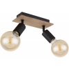 Afbeelding van Plafondlamp Spot Hout 2-vlammen Draaibaar Zwart Bruin E27 21x9x11 cm