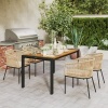 Afbeelding van Outsunny Rattan Tuinmeubelset - Acaciahout, PE-Rattan - 140L x 80B x 74H cm - Natuurlijk+Khaki