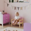 Afbeelding van AIYAPLAY Kinderbankje van Hout en Corduroy, 46,5L x 44B x 45H cm, Roze