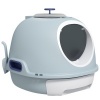Afbeelding van PawHut Draagbare kattenbak met uitschuifbaar toilet, schuifdeur en dakraam, blauw