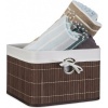 Afbeelding van Bamboe opbergmand - stof - badkamer - 20x31x31 cm - voor speelgoed - opvouwbaar - bruin