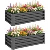 Afbeelding van Outsunny Tuinbed set Gegalvaniseerd staal 110x50x30 cm Donkergrijs