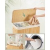 Afbeelding van SONGMICS Bamboe wasmand met deksel, 3 compartimenten, 170 liter, opvouwbaar en wasbaar