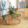 Afbeelding van Outsunny Rattan koffietafel - PE-rattan, gehard glas - Ø70 x 33H cm - Bruin