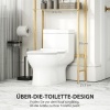 Afbeelding van HOMCOM Toiletrek, 3 niveaus, multifunctioneel badkamerrek in landstijl van natuurlijk hout