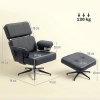 Afbeelding van Homcom Relaxfauteuil met Voetensteun - Kunstleer, Metaal - Zwart