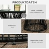 Afbeelding van Outsunny Ratten Bijzettafel van IJzer, PE-Rattan, Zwart Glas