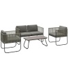 Afbeelding van Outsunny Weerbestendige polyrotan tuinmeubelset voor 4 personen, bruin