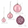 Afbeelding van Set van 50 onbreekbare kerstballen - plastic - ∅ 3, 4 & 6 cm - roze