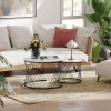 Afbeelding van HOMCOM Salontafelset van Spaanplaat en Metaal, 70x70x46,5 cm, Wit