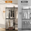 Afbeelding van HOMCOM Draagbare Stoffen Kast met Kledingstang en Planken, Zwart, 111 x 43 x 185 cm