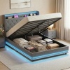 Afbeelding van HOMCOM Bedframe van Polyester en Metaal - 214L x 146,5B x 113H cm - Grijs