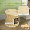 Afbeelding van PawHut Kratztonne 37 cm, kattenhuis met deur en 2 niveaus, sisal, voor katten tot 5 kg, khaki