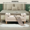 Afbeelding van HOMCOM Polsterbank met Chenille, Armleuning en 2 Kussens, Houten Frame, Beige 115 x 44 x 58 cm